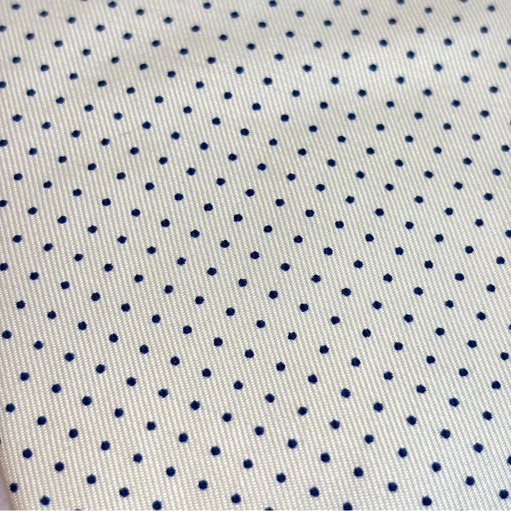 Vintage Givenchy Monsieur Handsome Silk Tie - Winter White w/ Navy Polka Dots